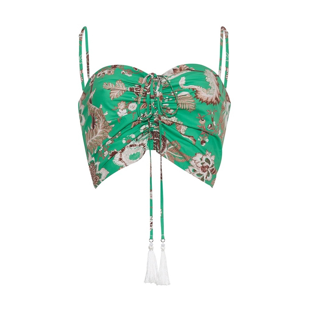 Cara Cara Maidstone Top Jacobean Mint Green Poplin Cotton Floral XS